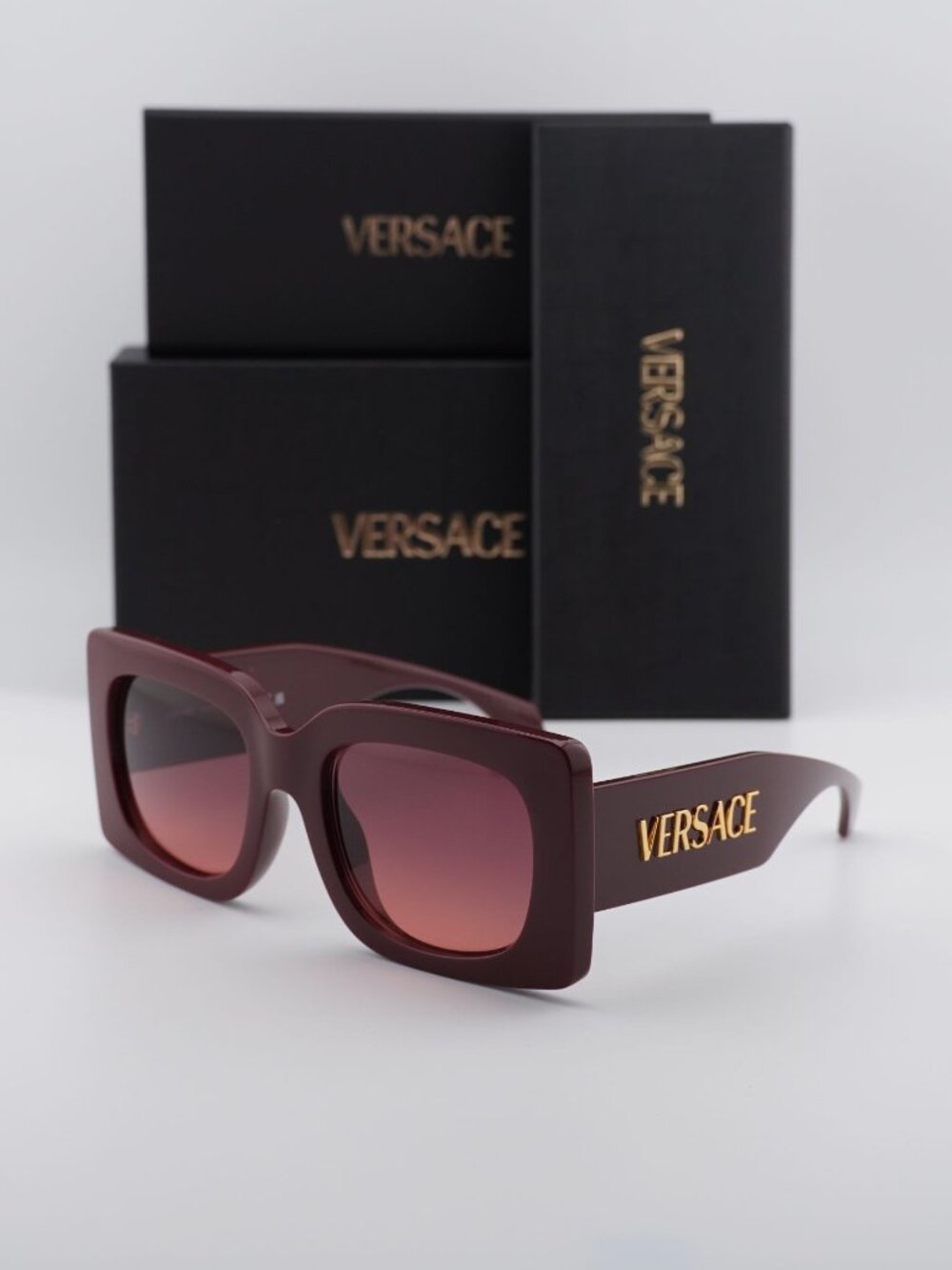 Versace VE4496U 551520 Square Sunglasses – Burgundy / Pink to Violet
